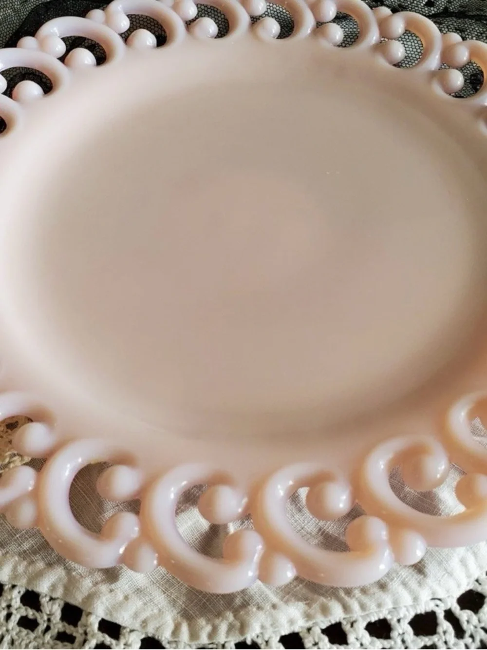 Vintage Fenton Reverse C Pink Lace-Edge Decorative Plate